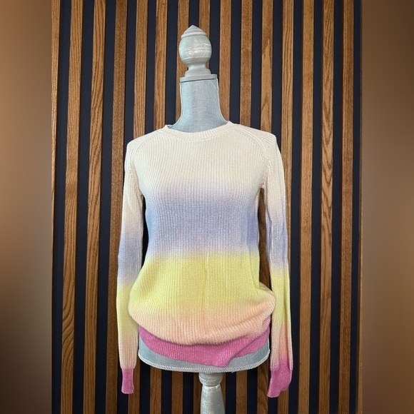 CHELSEA & THEODORE Rainbow Ombré Gradient Long Sleeves Sweater, Size small - Picture 1 of 5